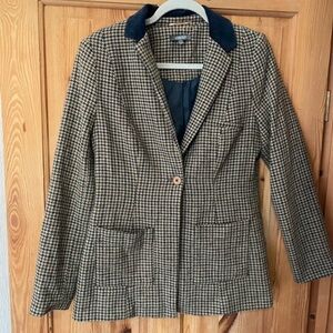 The Limited Houndstooth Blazer with Navy Collar